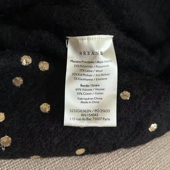 Sezane Talitha Cardigan Small Black/Gold Dots French Causal Knit Soft - Picture 10 of 11